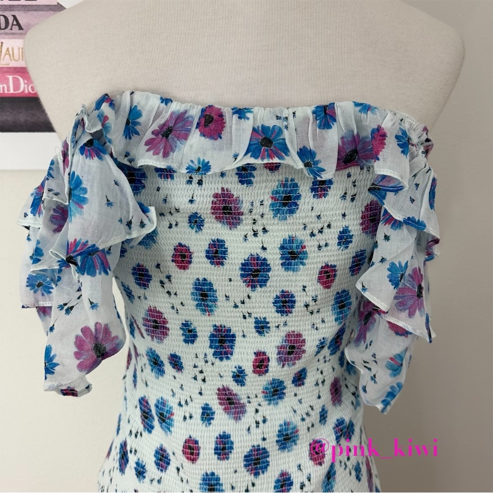 LoveShackFancy Kodie Smocked Ruffle Floral Mini Dress - Picture 14 of 17